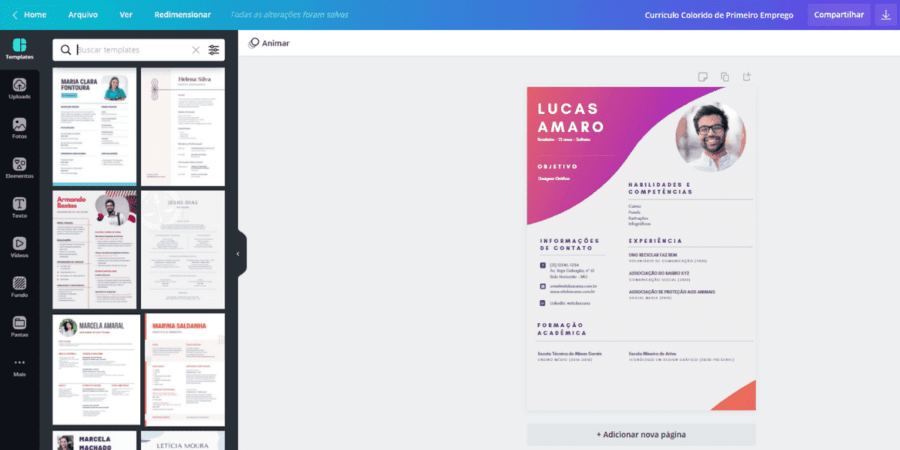 Currículo para social media 2 Exemplo de currículo para social media no Canva.