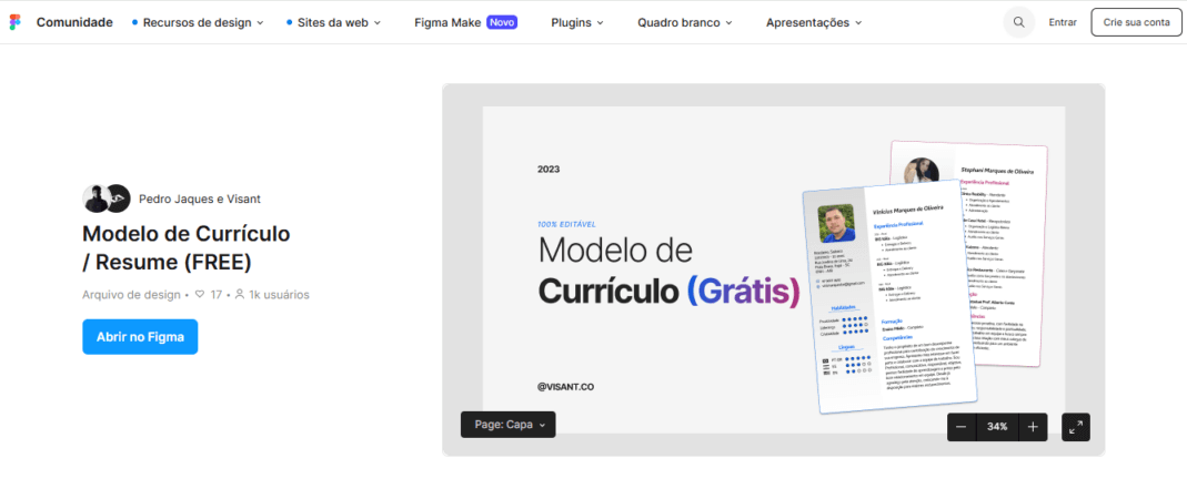 Currículo para social media 3 Exemplo de currículo para social media no Figma.