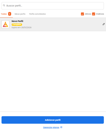 Tela de adição de perfil da mLabs.
