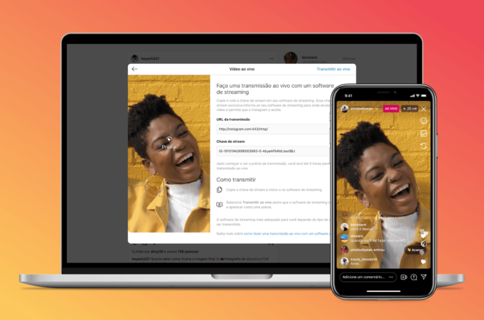 Live no Instagram 1 Exemplos de lives no Instagram no desktop e smartphone.