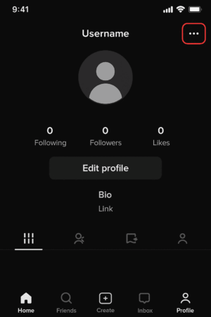 Tela de criação de conta pessoal no TikTok.