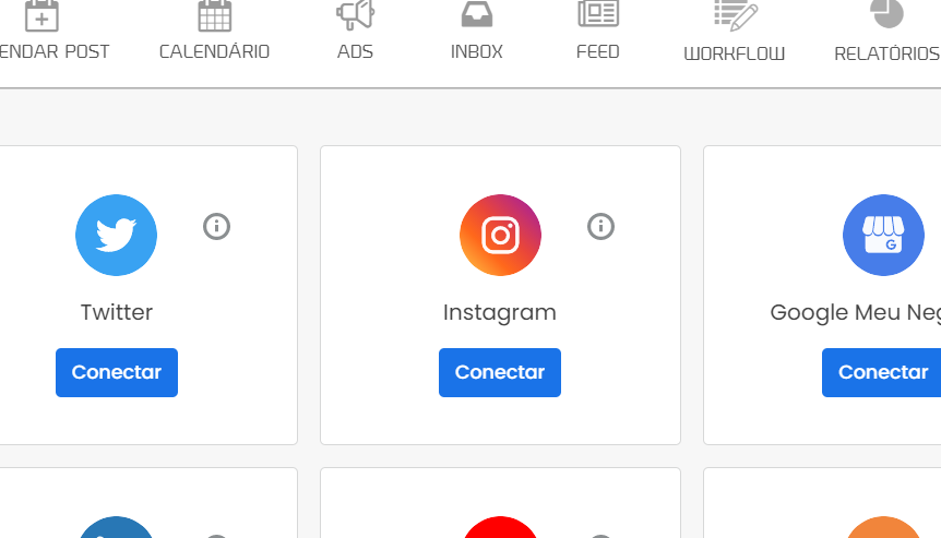 como adicionar perfil na mlabs: imagem da tela de dashborad da mLabs indicando onde se localiza o botão de conectar Instagram