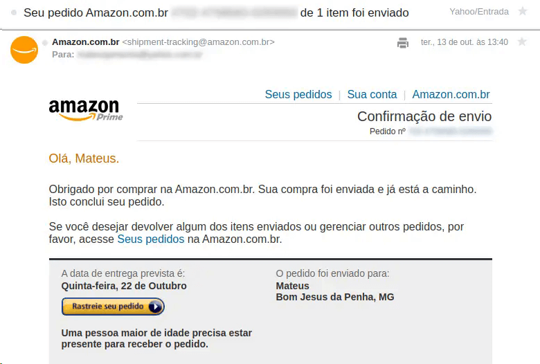 email marketing exemplo: imagem do email da amazon