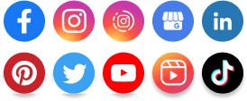 Logo de Redes Socias: facebook, instagram, instagram stories, pinterest, linkedin, youtube, twitter e google my business.