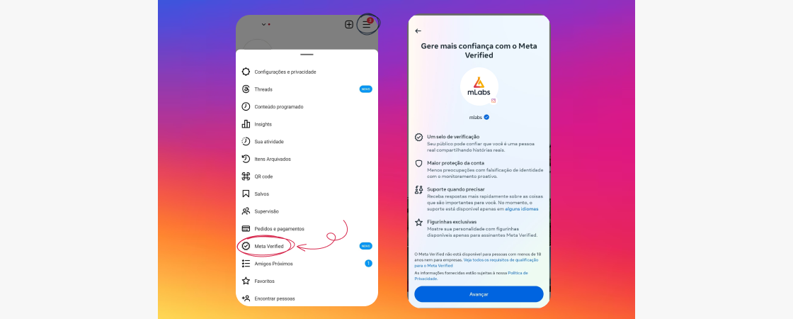 novidades-do-instagram-41: acessando o meta verified pelas configurações do instagram