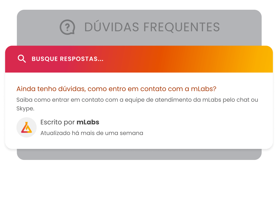 Imagem mostra conversa fictícia de um cliente sendo atendido no chat, pela equipe da mLabs.