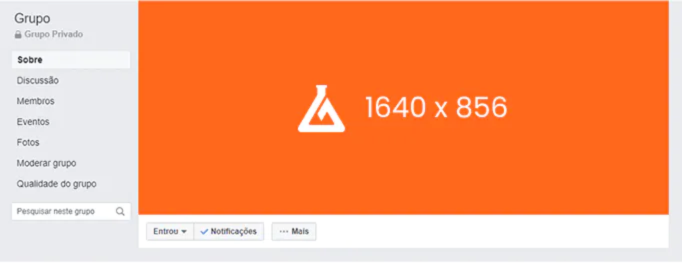 Imagem mostra um template para capa de páginas de Grupo no Facebook.