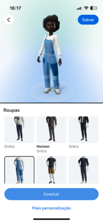 Tela de personalização de avatar do Instagram