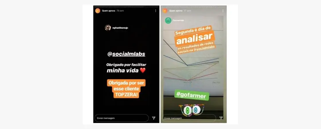 Instagram-Stories-21: imagem de dois Stories com o conteúdo compartilhado pelo usuário