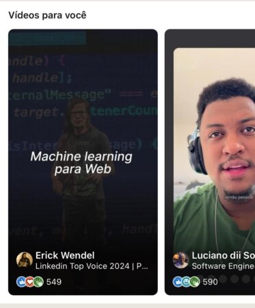 Sugestões de vídeos curtos no feed do LinkedIn