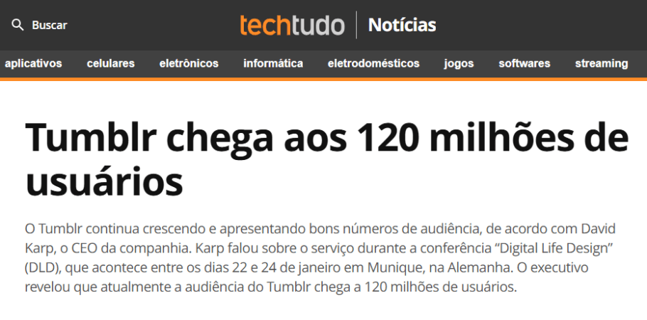 Tumler chega aos 120 milhões de usuários em 2012.