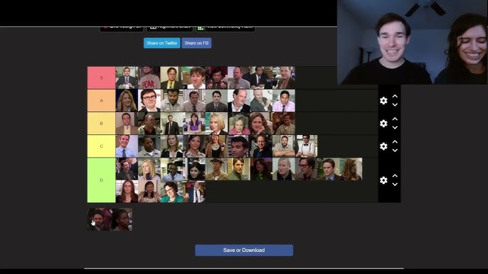 Tier List de personagens do The Office no YouTube.