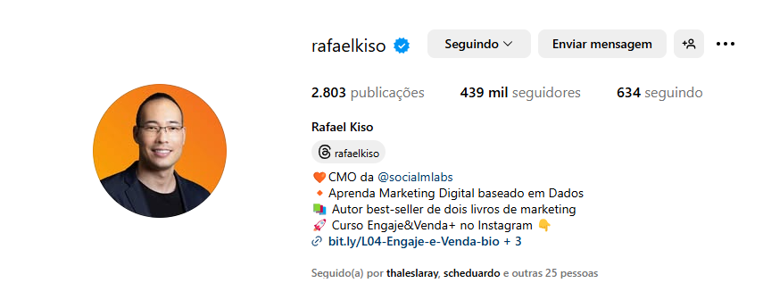 Bio no Instagram.