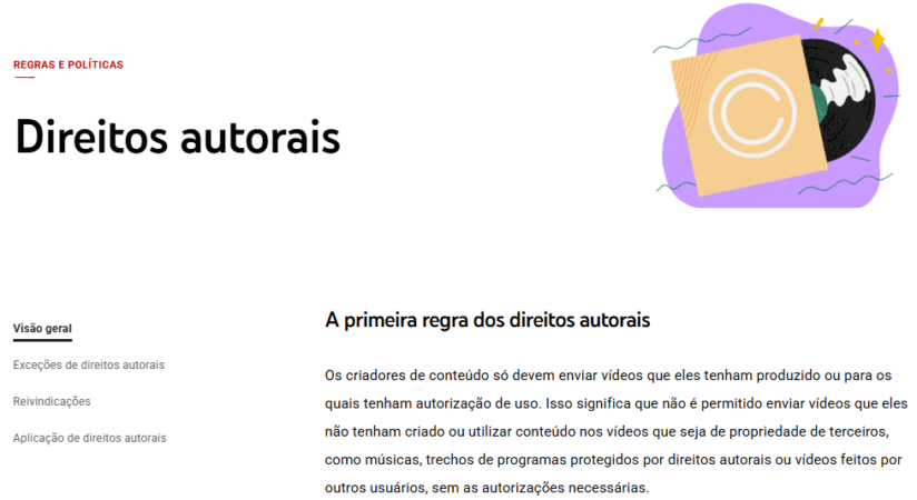 Diretrizes oficiais do YouTube sobre direitos autorais.