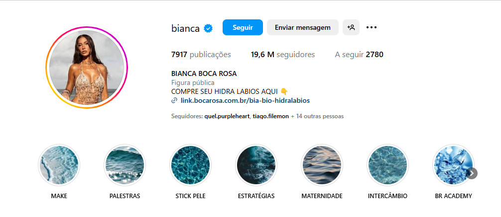 Capas para destaque no Instagram de Bianca Boca Rosa.