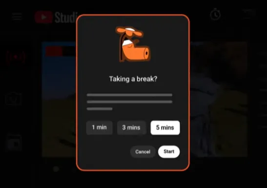 Recurso “take a break” no YouTube 