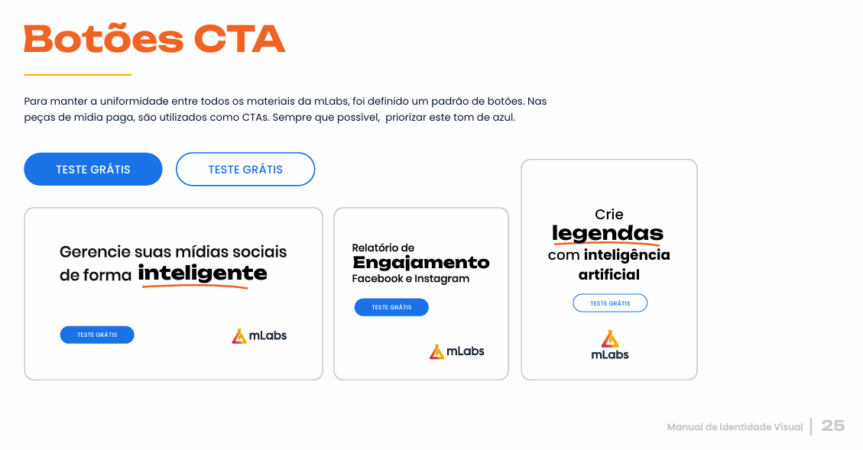Botões CTA da mLabs.