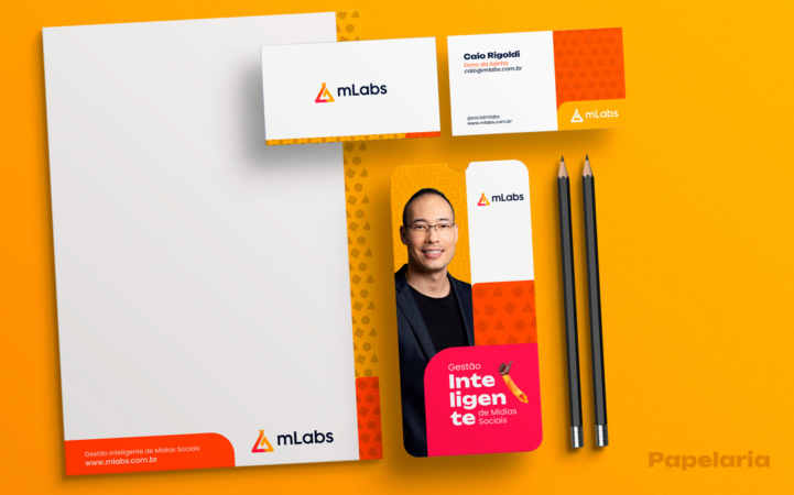 Guidelines de papelaria e mídia offline da mLabs