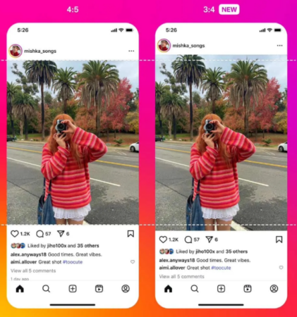 Publicação 4:3 no Instagram.