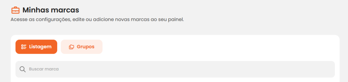 Aba "Minhas marcas" da mLabs Analytics.