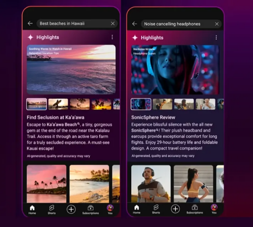 Carrossel de IA do YouTube.