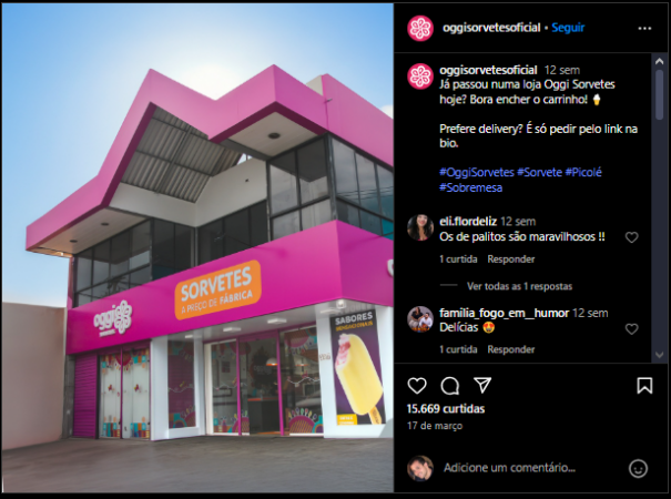 Melhor post da Oggi Sorvetes no Instagram no primeiro semestre de 2025.