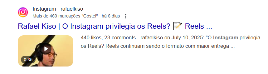 Post de Rafael Kiso indexado no Google
