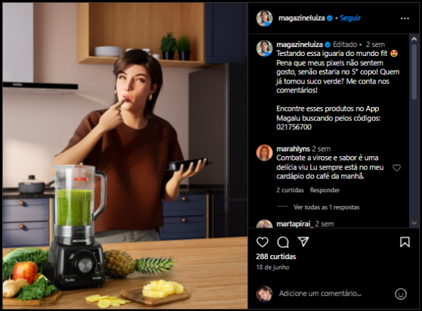 Influenciadora virtual Lu, da Magazine Luiza.
