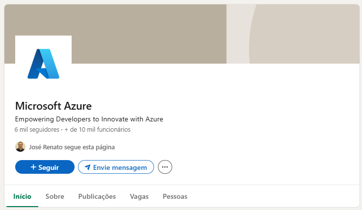 Company Page da Azure, plataforma Microsoft, no LinkedIn.
