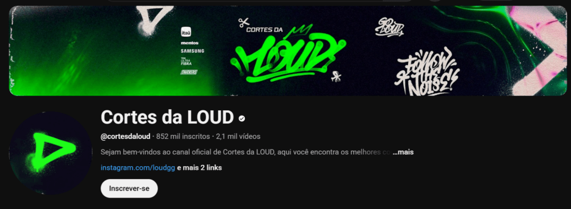 Canal de cortes da equipe de esportes eletrônicos Loud (YouTube).