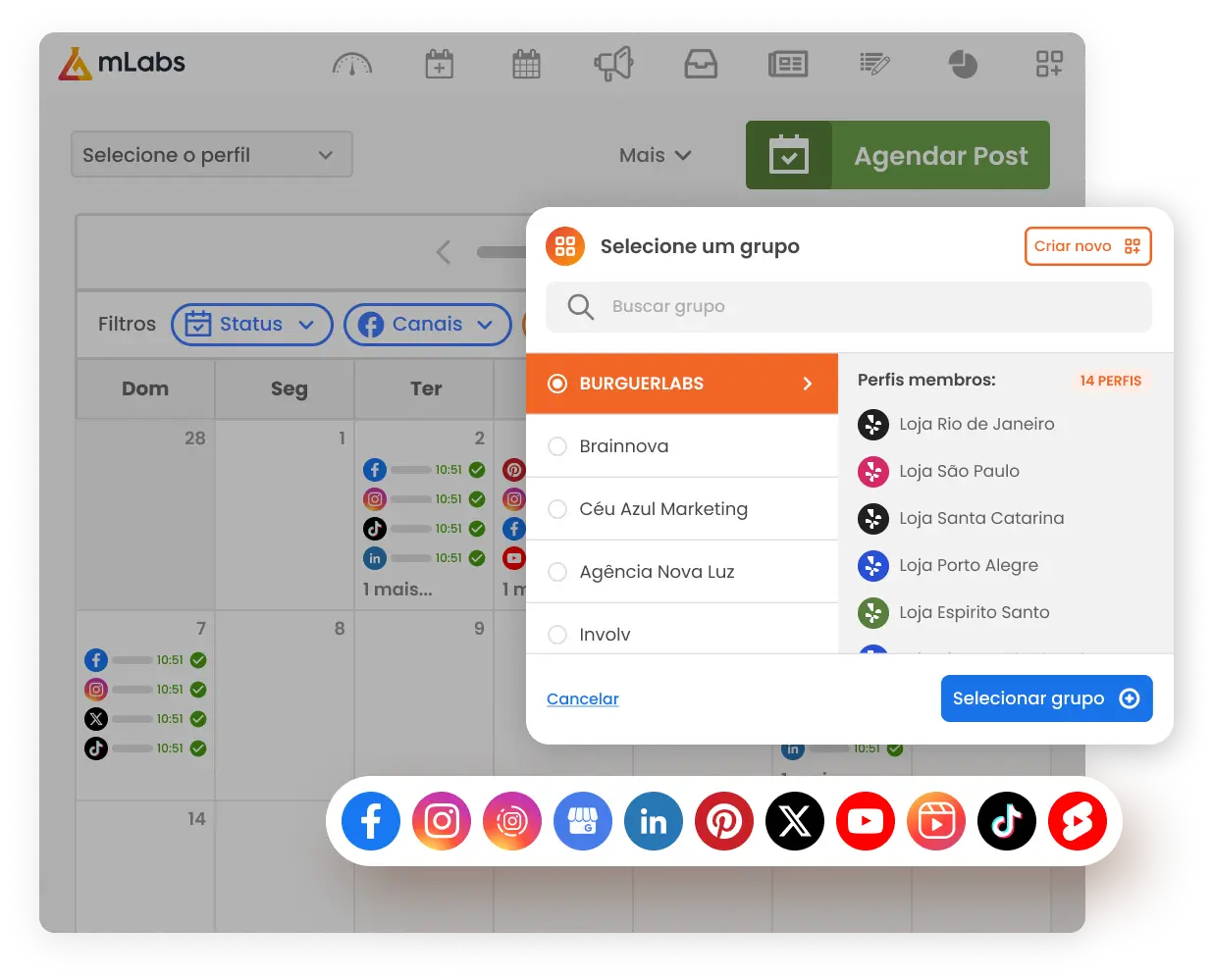 imagem mostra o calendário de publicações de um grupo de franquias