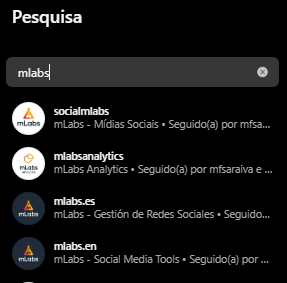 Ferramentea de buscas interna do Instagram.