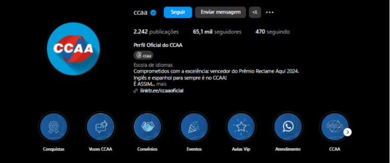 Instagram da CCAA,