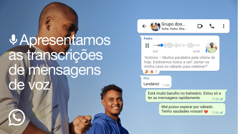 Transcrição de mensagens de voz em texto no WhatsApp.