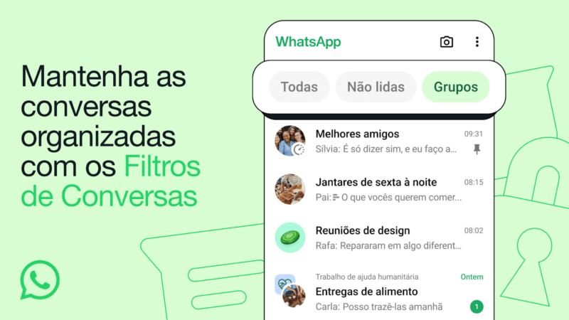 Filtros de conversa (Chat Filters) no WhatsApp.