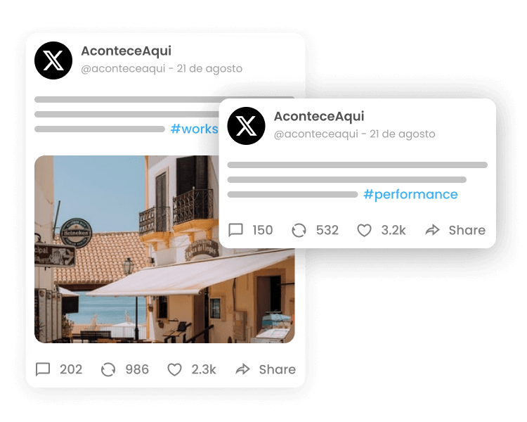 Imagem mostra dois posts publicados no Twitter através da mlabs.