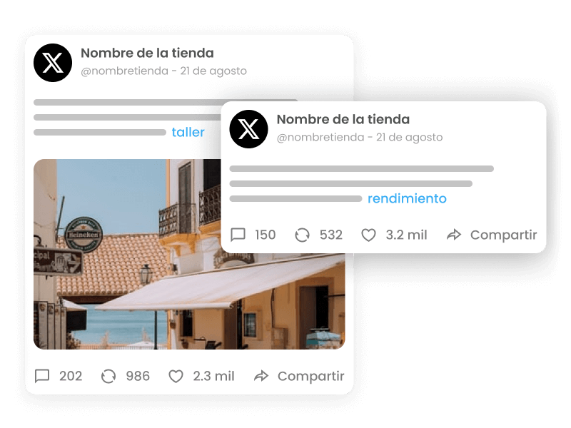 mlabs-gestion-de-twitter La imagen muestra dos publicaciones publicadas en Twitter a través de mLabs.