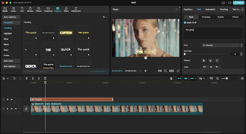 CapCut-4 Legendas automáticas e texto para fala do CapCut.