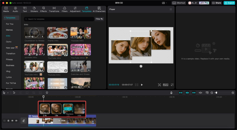CapCut 8 Templates para redes sociais do CapCut.