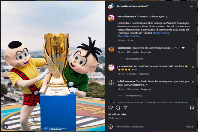 Collab entre a Turma da Mônica e a Federação Paulista de Futebol.