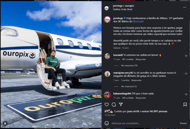 Collab entre creator Jon Vlogs e Ouropix.