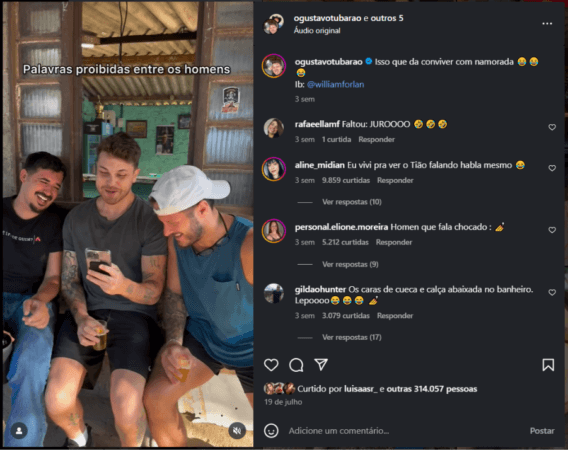 Collab entre o influenciador Gustavo Tubarão e seus amigos, também influenciadores, Tião Bruto Sistemático, Thaissinho e outros.