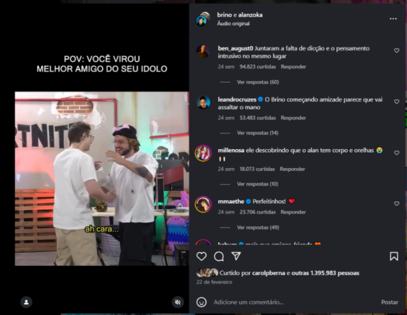 Collab entre creators Alanzoka e Brino.