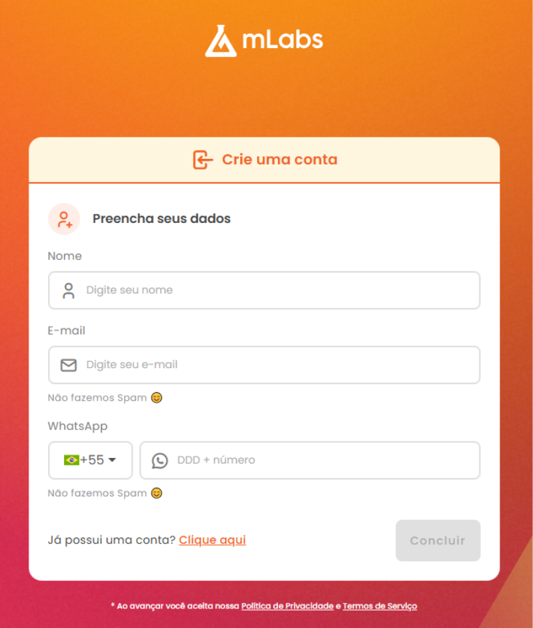 Página de análise de concorrentes avulsa da mLabs.