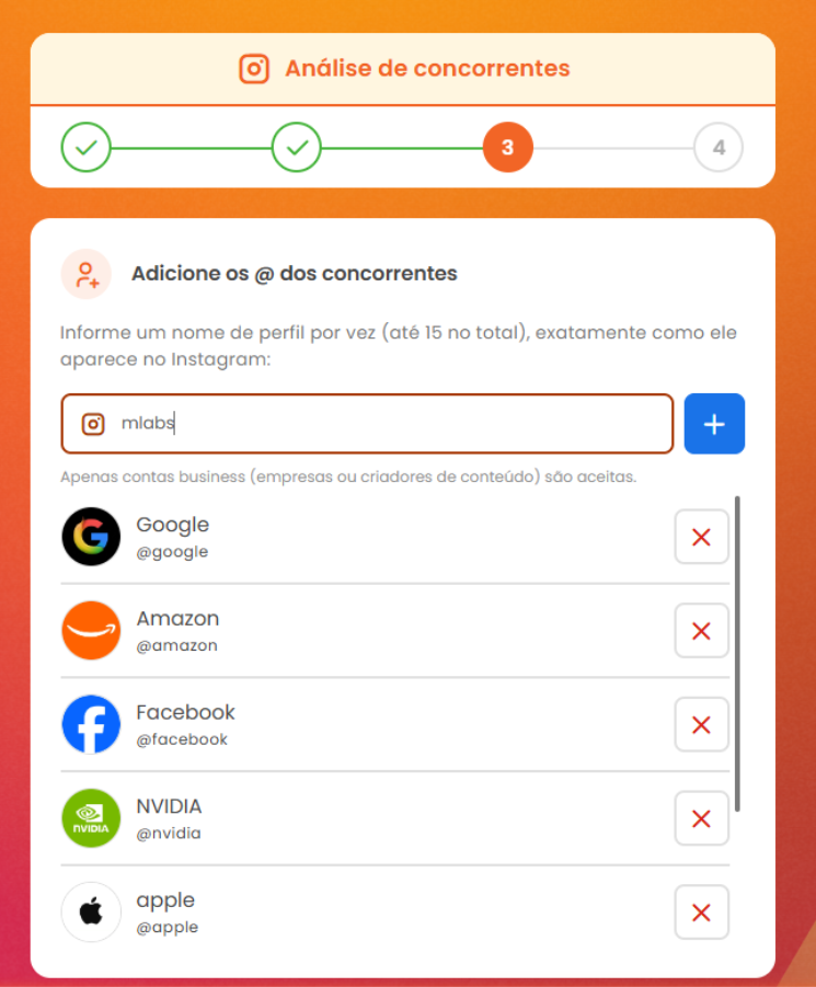 Página de análise de concorrentes avulsa da mLabs 3.