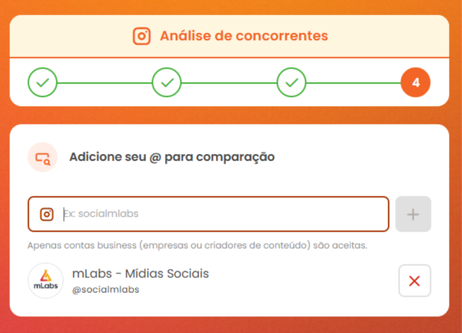 Página de análise de concorrentes avulsa da mLabs 4.