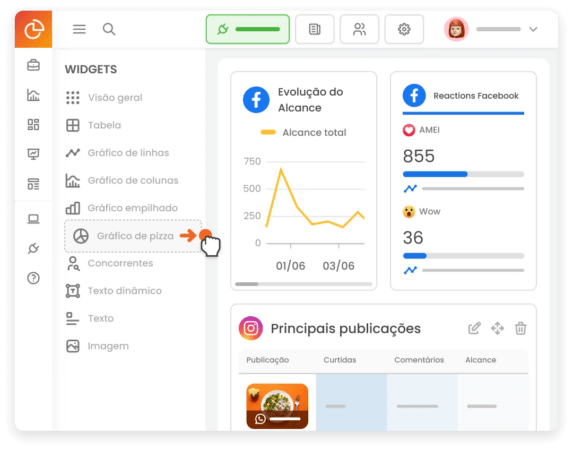 Inteligencia-competitiva-nas-redes-sociais-2 Interface da mLabs Analytics mostrando dashboards e relatórios.