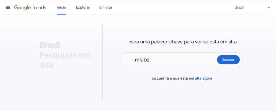 Print de tela de uso do Google Trends.