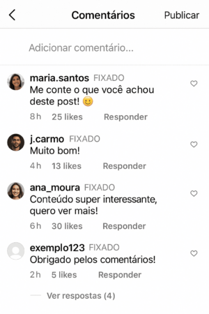 Primeiro comentário no Instagram.