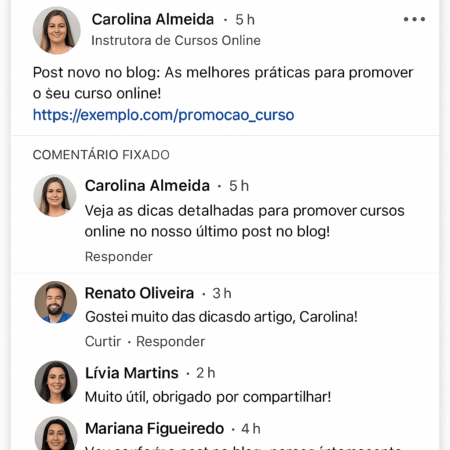 Primeiro comentário no LinkedIn.